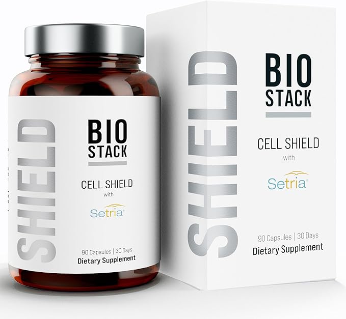 BIOSTACK Cell Shield with Setria Glutathione | Liposomal Supplement with Vitamin C Turmeric and C3 Curcumin Complex | Pure Reduced L-Glutathione 500mg
