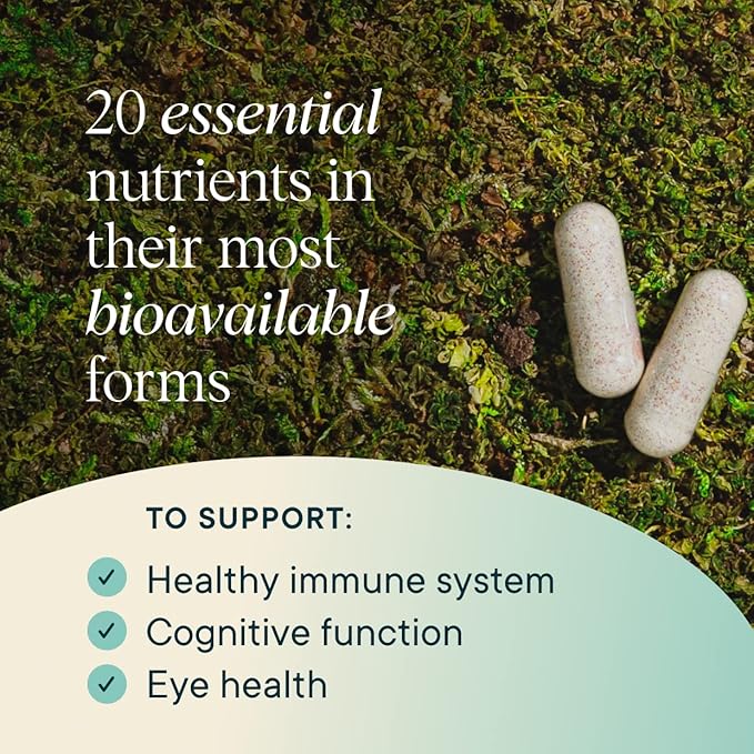 Ora Organic Plant Based Multivitamin for Women and Men Bluelight Protection - Brain Eye Energy Immune Skin Hair Heart and Bone Health Support 60 Vegan Capsules (Pack of 3)