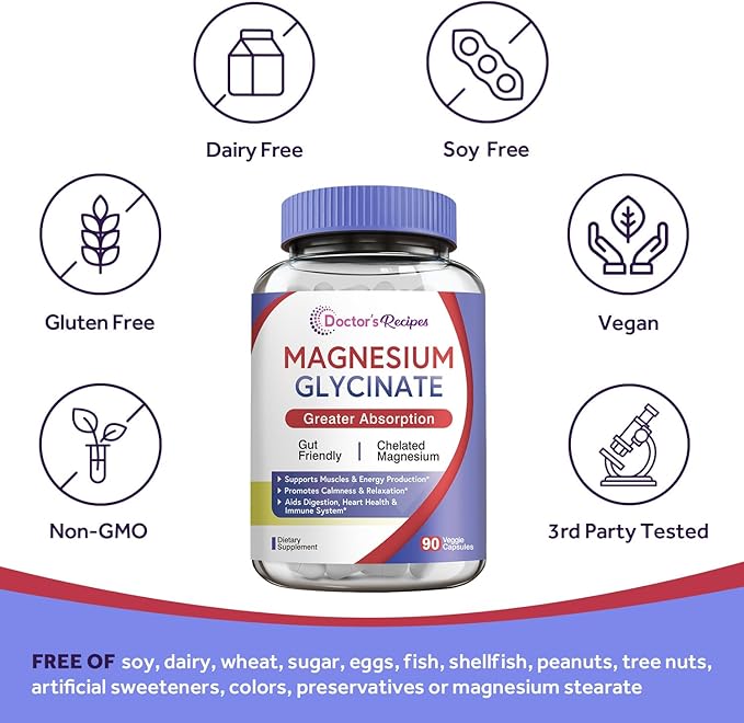 Doctor's Recipes Organic Prebiotics and Probiotics for Women Digestive Health Magnesium Glycinate Supplement