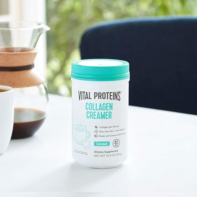 Vital Proteins Collagen Coffee Creamer Non Dairy &amp Low Sugar Powder with Collagen Peptides Supplement - Supporting Healthy Hair Skin Nails with Energy-Boosting MCTs - Coconut 10.3oz