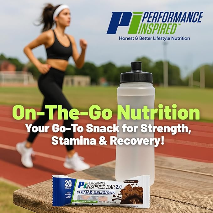 Performance Inspired Nutrition - Protein Bar 2.0 – Contains: 20G Protein - 6G Fiber - 4g MCTs - 1 Billion CFU Probiotics – 1G Prebiotics - G Free – BIG 70g bar - Chocolate 12-Ct. Box