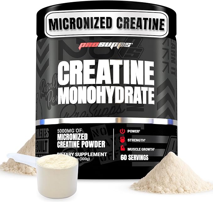 ProSupps Creatine Monohydrate Powder for Men &amp Women Unflavored - 5000mg of Micronized Creatine - Gym Workout Supplement for Muscle Gain &amp Recovery - Sugar-Free Soy &amp Gluten-Free - 60 S