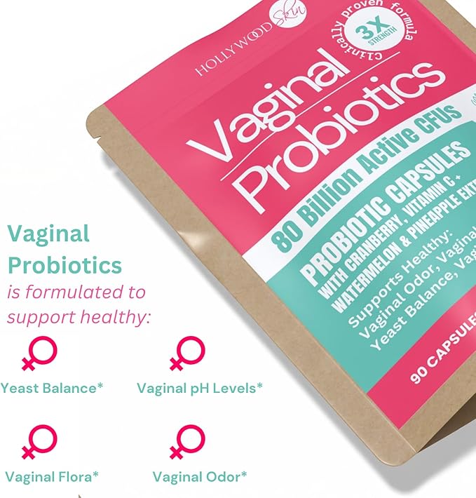 Vaginal Probiotic for Women | 80 Billion CFUs | 3X Stronger Formula with Lactobacillus rhamnosus GR-1 L. reuteri RC-14 Prebiotics Vitamin C &amp D3 | Fast-Acting Odor &amp pH Support | 90 Capsule