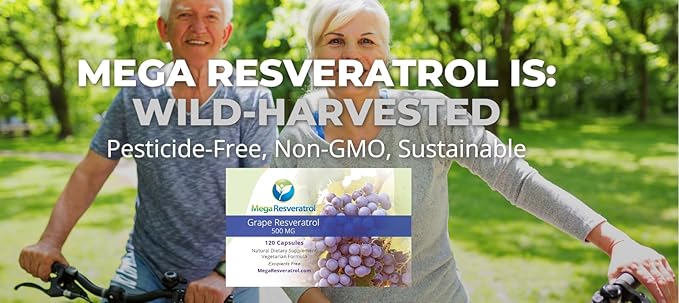 Mega Resveratrol Red Grape Skin Piceid Resveratrol Water-Soluble/High Absorption/Boosts Nitric Oxide. 500mg per Capsule. Purity Certified. NO Toxic “inactive” Ingredients. Keto Vegan Non-GMO.