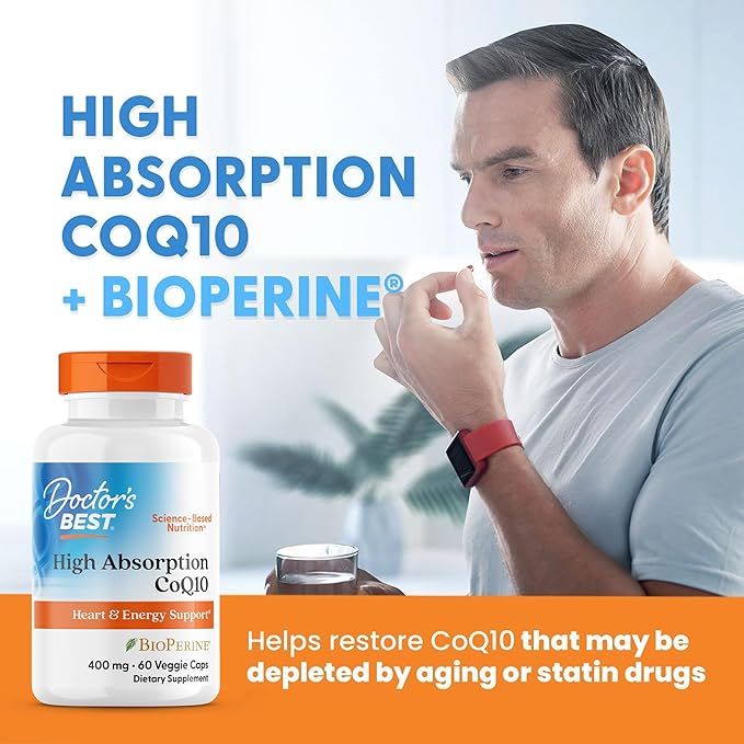 Doctor's BEST High Absorption CoQ10 Heart &amp Energy Support USP Verified Naturally Fermented CoQ10 Non-GMO Gluten Free Soy Free Vegan 60 Veggie Caps