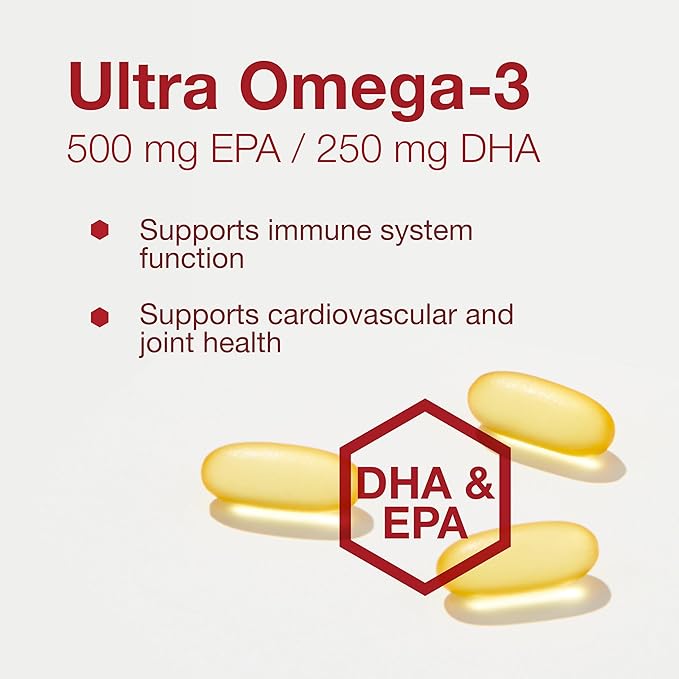 PROTOCOL FOR LIFE BALANCE Ultra Omega-3-500mg EPA &amp 250mg DHA - Fish Oil for Brain Support Heart &amp Nervous System Health* - EPA DHA Omega Supplement - Non-GMO &amp Halal - 180 Softgels