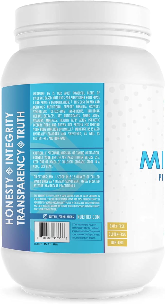 NuEthix Formulations Medipure DS with Rice Protein Phase 1 &amp 2 Detoxification System Supplement to Help Support The Body’s Natural Detoxification Process Chocolate (Non-Caffeinated) 21 Servings