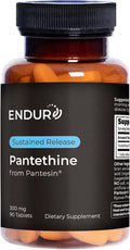 Endur Pantethine from Pantesin Liver Function &amp Healthy Cholesterol Balance Supplement Sustained Release Formula Gluten Free 300mg (90 Tablets)