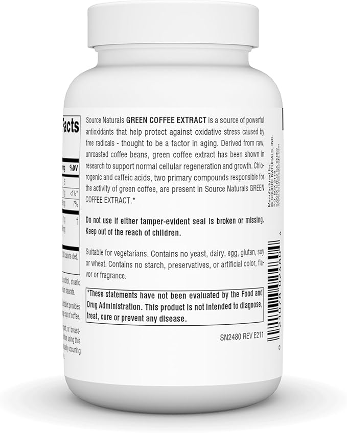 Source Naturals Energizing Green Coffee Extract Powerful Natural Antioxidant* 500 mg Tablet - 120 Tablets