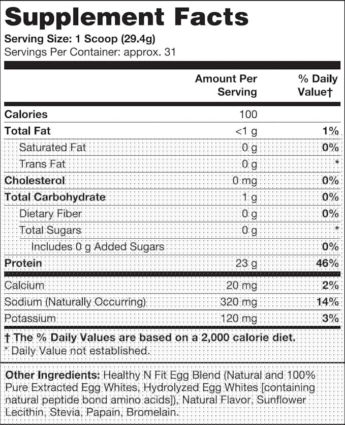 Healthy N Fit 100% EGG PROTEIN- Banana (2lb): 100% Egg White Protein PLUS Natural Peptides. Naturally Sweetened Keto Paleo Friendly