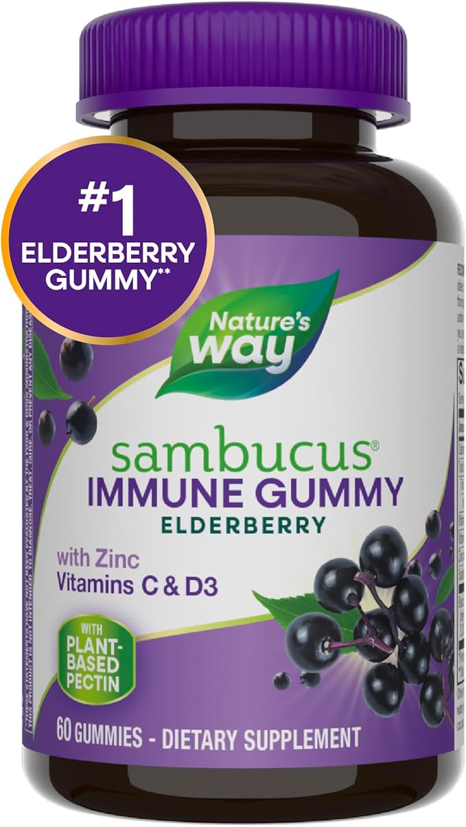 Garden of Life Organics Men's Gummy Vitamins Multi Berry 120 Count &amp Nature's Way Sambucus Elderberry Immune Gummies Daily Immune Support for Kids and Adults*
