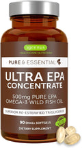 Igennus Ultra Pure Omega-3 EPA 500mg Highly Concentrated IFOS Certified Wild Fish Oil Advanced rTG Triglyceride Form Non-GMO 90 Small Softgels