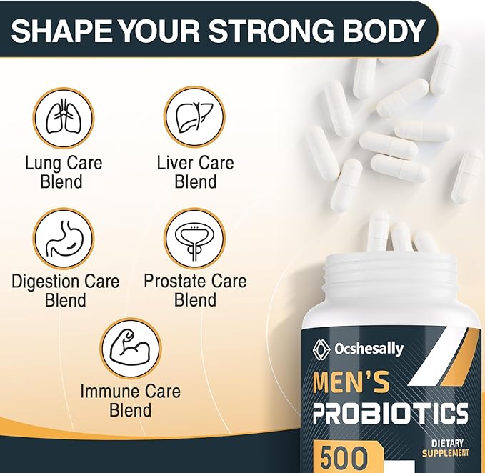 Probiotics for Men 500 Billion CFUs &amp 12 Strains Mens probiotic with Turmeric Cranberry Goji - Probiotics for Digestive Health Gut Immune &amp Bloating Prostate &amp Urinary Tract Health