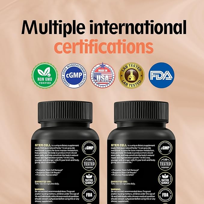 Stem Cell Activation Formula 60 Capsules with Vitamin D and B12 Youth and Longevity Support Maintain Youth and Longevity Patented StemCell Activation Fomula (1 Bottle (60 softgels))