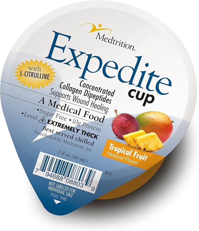 Medtrition Expedite Gelatein Cup Fast Track Wound Healing 30X More Collagen Dipeptides Than Powder Supports Wounds Foot Ulcers Cosmetic Surgery and More (2 Fl Oz Pack of 36)
