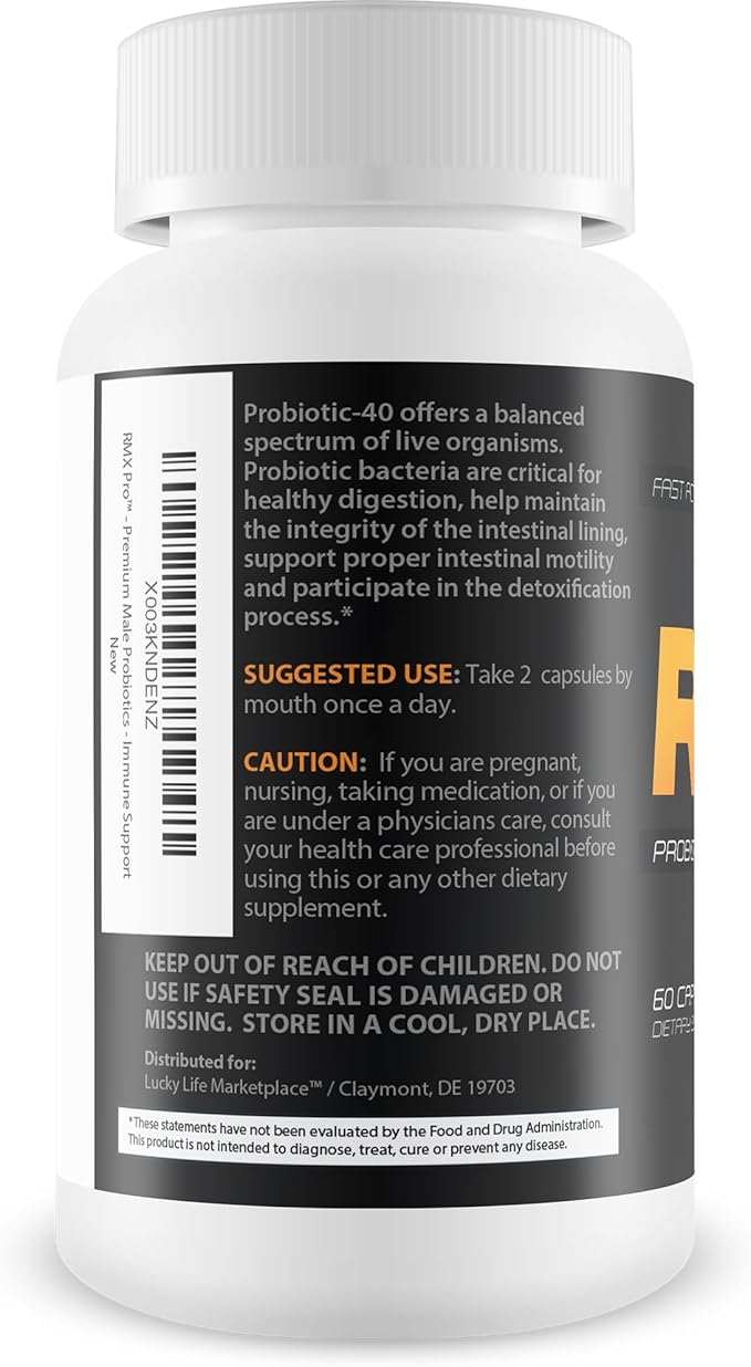 RMX Pro - Premium Male Formula with Both Probiotics &amp Prebiotics to Help Support Male Health - Our Best Probiotics for Men - Mood Support - Gut Support - Immune Support