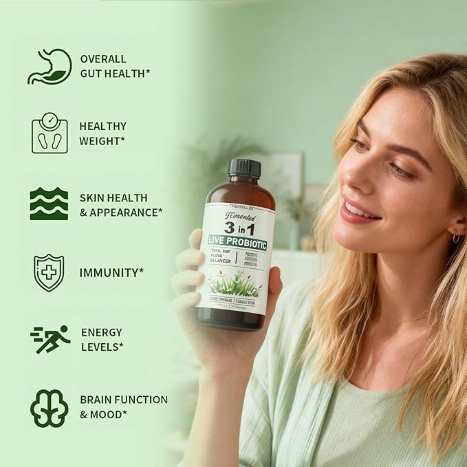 Women's Daily Probiotic + Prebiotic + Postbiotic Liquid 3-in-1 for Gut Health 10 Strains &amp 18 Fermented Herbs (1)