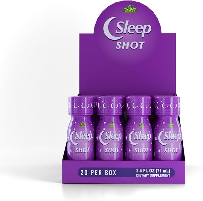 ALFA VITAMINS Sleep Shot Contains 10 MG of Melatonin Vitamin B6 L-Theanine for Healthy Sleep &amp Night time Routine- 2.4oz Shot Bottle - 80 Pack