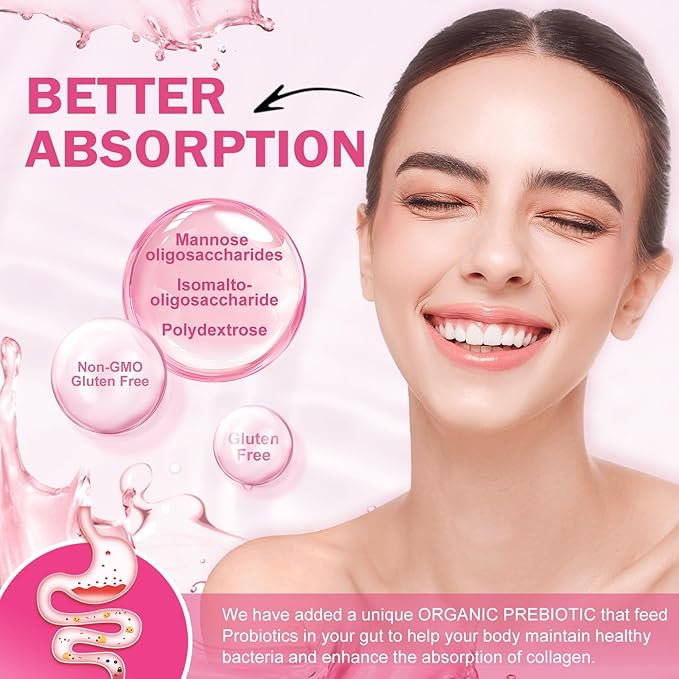 NATURE TARGET Multi Collagen Peptides Powder - Type I II III V X - Enhanced Absorption Hydrolyzed Collagen Peptides with Prebiotics Sugar-Free Skin Hair Nail &amp Joint Support Non-GMO