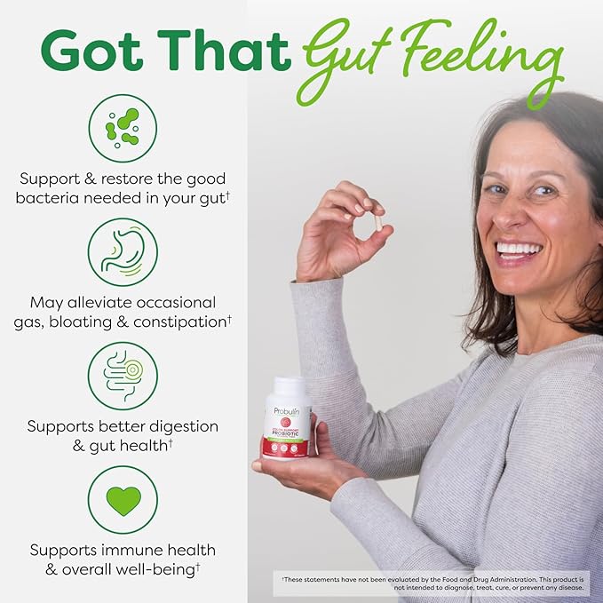 Probulin Colon Support Probiotic Supplement Daily Gut Digestive and Immune Health Probiotics Capsules for Men and Women 20 Billion CFU Vegan 30 Count Bottle