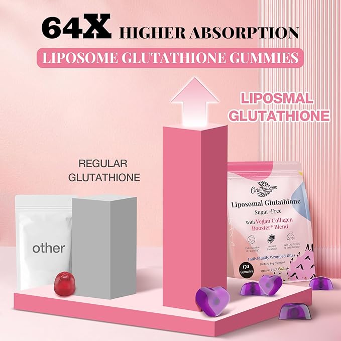 Liposomal Glutathione Gummies 1000MG - Sugar Free Reduced L-Glutathione with Vitamin C &amp Vegan Collagen - Antioxidant &amp Skin Wellness - 300 Count (2 Pack)