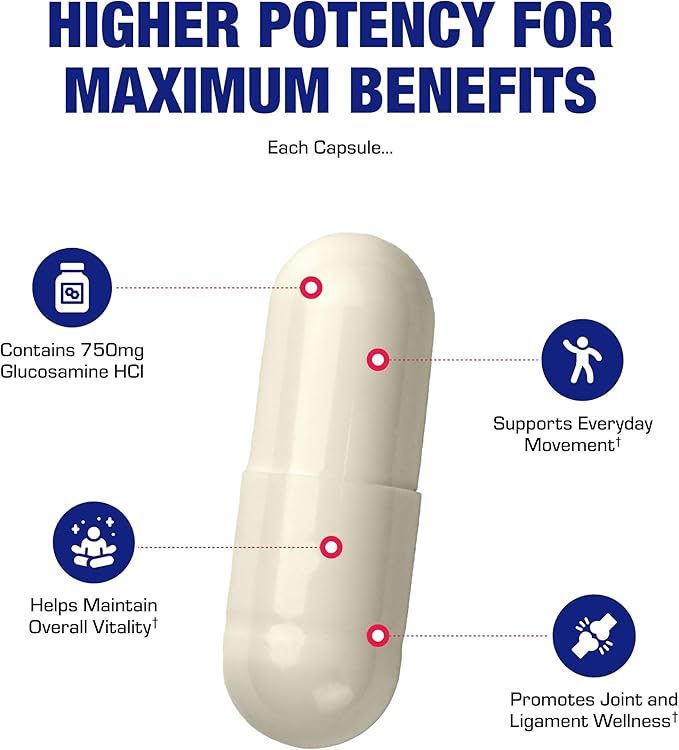 Vegan Glucosamine Joint Health Supplement - Soft Tissue Cartilage Tendon and Ligament Supplement for Enhanced Mobility Comfort &amp Flexibility - Non-GMO Shellfish Free &amp Made in The USA - 120 Se