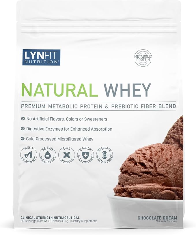 Metabolic Boosting Natural Whey Lactose &amp Sugar-Free Protein w/Prebiotic Fiber | Chocolate Bliss | 30 Servings