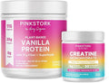 Pink Stork Workout Supplements for Women Bundle - 5g Micronized Creatine Monohydrate + 20g Vanilla Plant Based Protein Powder for Women Supports Muscles Energy Cognitive Function