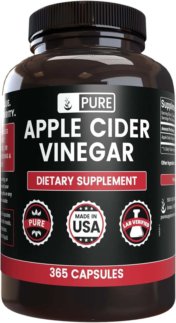 PURE ORIGINAL INGREDIENTS Cayenne Pepper Turmeric Curcumin Apple Cider Vinegar Bundle (365 Capsules)