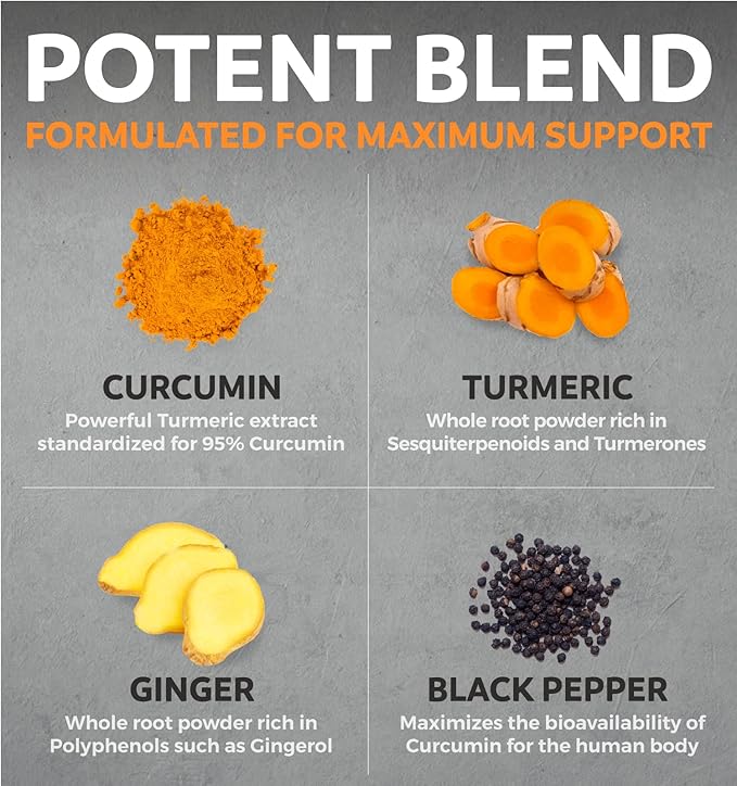 Turmeric &amp Lions Mane (1-Month Supply) Mindful Turmeric Bundle of Organic Turmeric Curcumin with Black Pepper &amp Ginger (120 Caps) &amp Organic Lions Mane Mushroom 10:1 Extract (60 Caps)