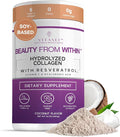 VITASEI Hydrolyzed Collagen Peptides Powder with Resveratrol &amp Vitamin C – Hair Skin &amp Joint Support – Colágeno Hidrolizado for Women &amp Men – Soy-Based Formula – Coconut Flavor 16 oz (30
