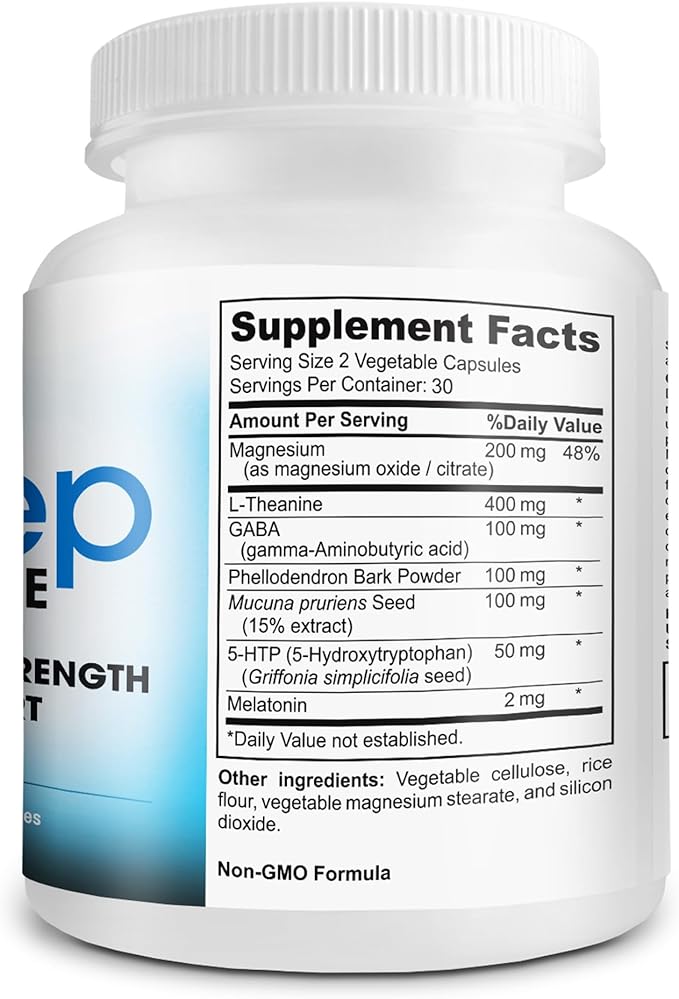 Sleep Complete - 6-in-1 Natural Sleep Support Formula Blend of L-Theanine 5-HTP Melatonin Magnesium Mucuna Pruriens Extract GABA and Phellodendron Bark (herb Powder).