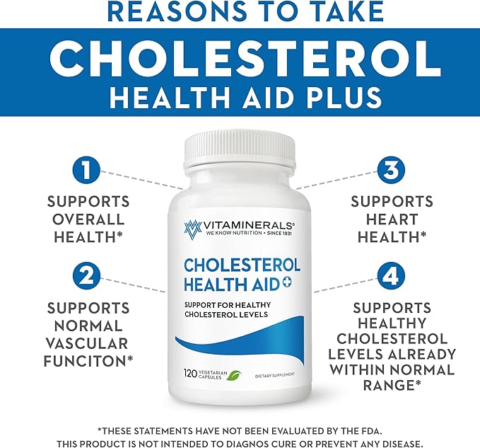 Vitaminerals® 125 Cholesterol Health Aid Plus | Niacin | CoQ10 | Garlic | Phytolestrol Complex | 120 Vegetable Capsules