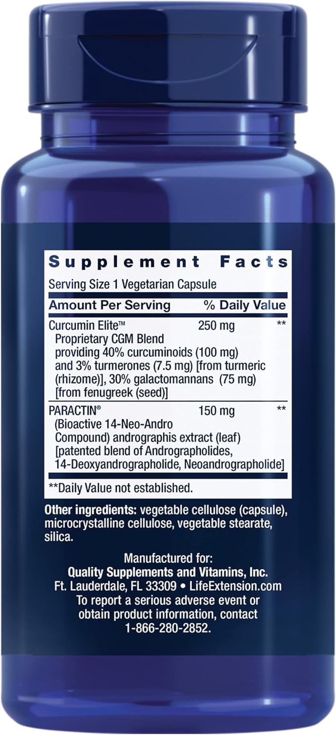 Life Extension Arthro-Immune Joint Support Curcumin Elite™ Turmeric Extract Andrographis paniculata Supports Mobility and Flexibility Vegetarian Gluten Free Non-GMO 60 Capsules