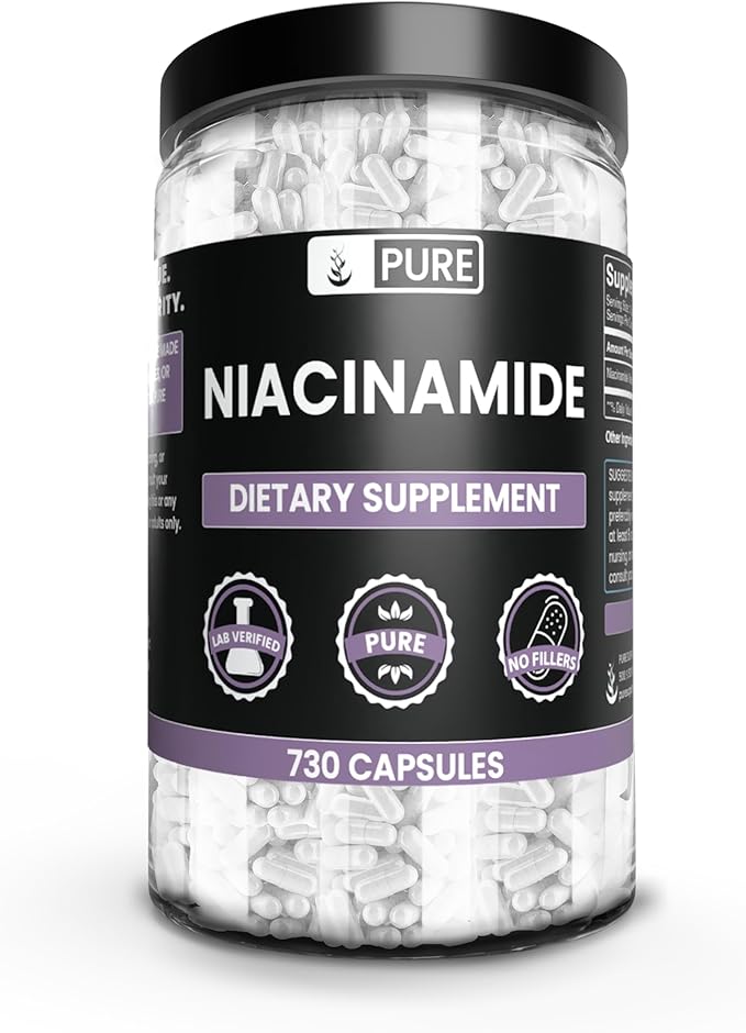 PURE ORIGINAL INGREDIENTS Niacinamide (730 Capsules) No Magnesium Or Rice Fillers Always Pure Lab Verified