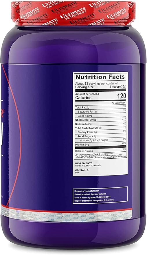 Ultimate Nutrition RAW Whey Protein Concentrate Powder with No Added Ingredients or Flavors – 24 Grams of Protein Per Serving with 5.5 Grams of BCAAs 2.2 Pounds Unflavored