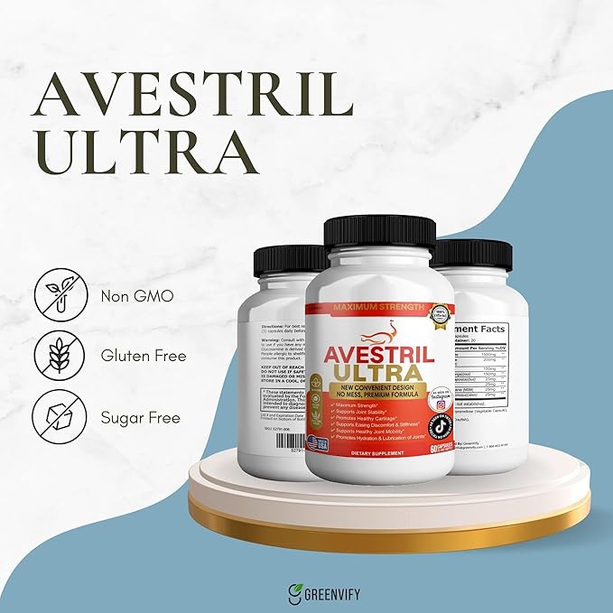 Avestril Ultra Joint Support Supplement Glucosamine Turmeric Chondroitin 60 Capsules (3)
