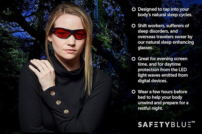 Sleep Savior Deluxe Lens Night Glasses - Blue &amp Green Light Blocking Glasses for Better Sleep
