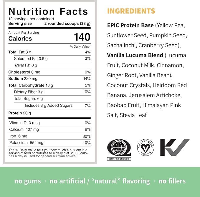 Sprout Living Epic Protein Bundle - Original Chocolate Maca &amp Vanilla Lucuma (20-26g Organic Plant-Based Protein Powder Vegan Superfoods) | 1lb 12 Servings