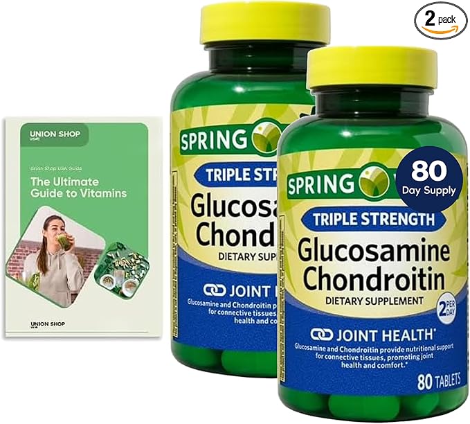 Spring Glucosamine Chondroitin Triple Strength 80 Tablets 2-Pack 80 Days Supply + Exclusive Vitamin Guide (2 Items)