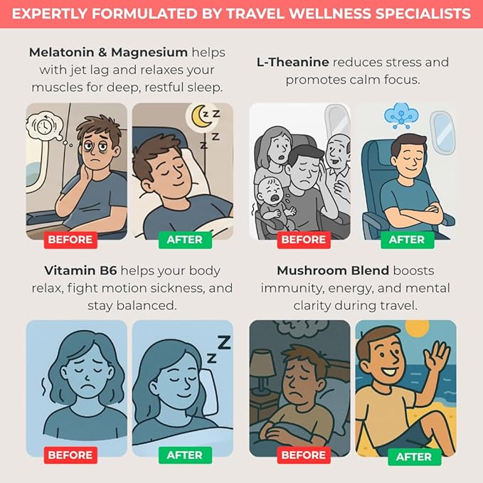 FlyHugz Travel Sleep Support Gummies for Adults with Melatonin L Theanine and Magnesium 60 Vegan Gummies 30 Day Supply Supports Relaxation Calm and Restful Sleep Raspberry Flavor