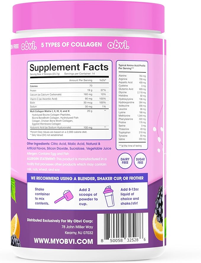 Obvi Collagen Peptides - BlackBerry Lemonade