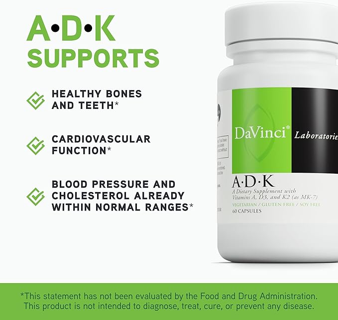 DAVINCI Labs Healthy Aging Bundle: ADK (60 Caps) &amp Glutathione (30 Caps) - Helps Support Gut Health Bone Health Heart Health &amp More* - Gluten Free Soy Free