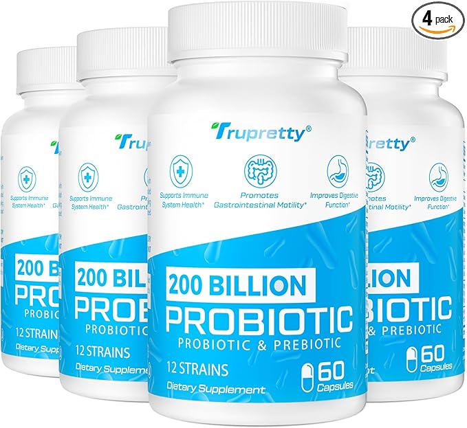 200 Billion Cfus 12 Strains Probiotic with 3 Organic Prebiotics Probiotics for Women Men Daily Supplement for Immune Gut Digestive Health Shelf Stable Non GMO 240 Caps (240-Days Supply)