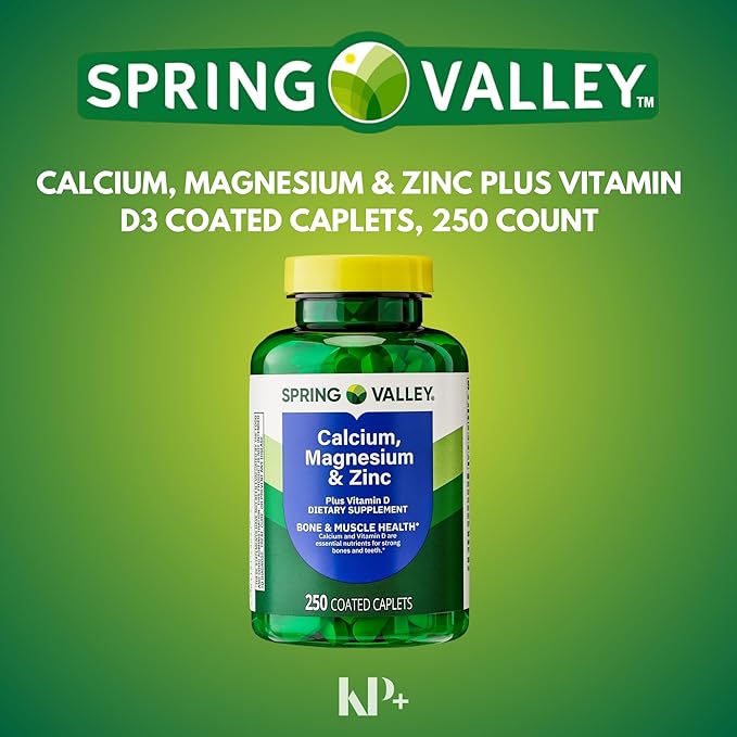 Calcium Magnesium Zinc Plus Vitamin D3 Dietary Supplement 250 Count (Pack of 1)