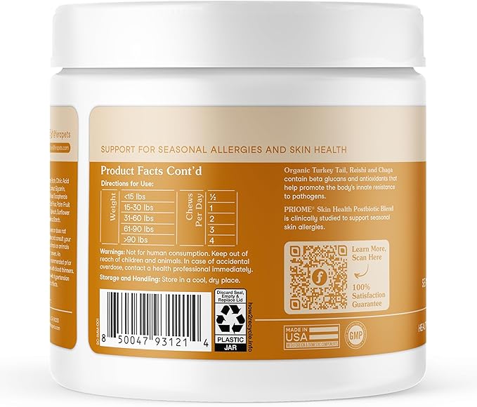 Fera Pets Dog Allergy Chews – Allergy Relief &amp Itching Skin Relief – Immune &amp Gut Support with Organic Mushrooms Postbiotics &amp Colostrum – Promotes Skin Health – 90 Soft Chews