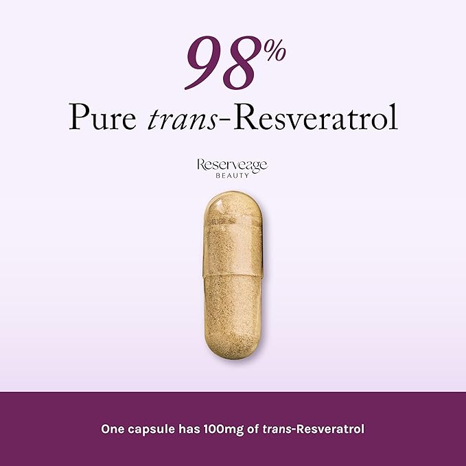 Reserveage Beauty Resveratrol 100 mg Antioxidant Supplement for Heart and Cellular Health Supports Healthy Aging and Immune System Paleo Keto 60 Capsules (60 Servings) (Pack of 2)