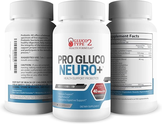 Pro Gluco Neuro + Probiotic Health Support - Digestive Immune Support to Promote Overall Blood &amp Body Health - Healthy Blood Balancing Probiotics Immune Support Formula