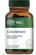 GAIA HERBS PRO Calm Restore - Nervous System Support Supplement* - Calm Support Supplement* with Skullcap Chamomile Holy Basil &amp Lavender - 60 Liquid Phyto-Caps (20 Servings)