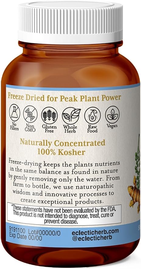 Eclectic Turmeric &amp Pepper Freeze Dried Vegetables with Glass Blue Peppermint 90 Count